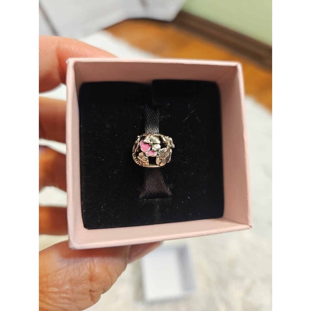 Pandora Rose Sparkling Flower Charm Pink Rose‎  Sterling Silver